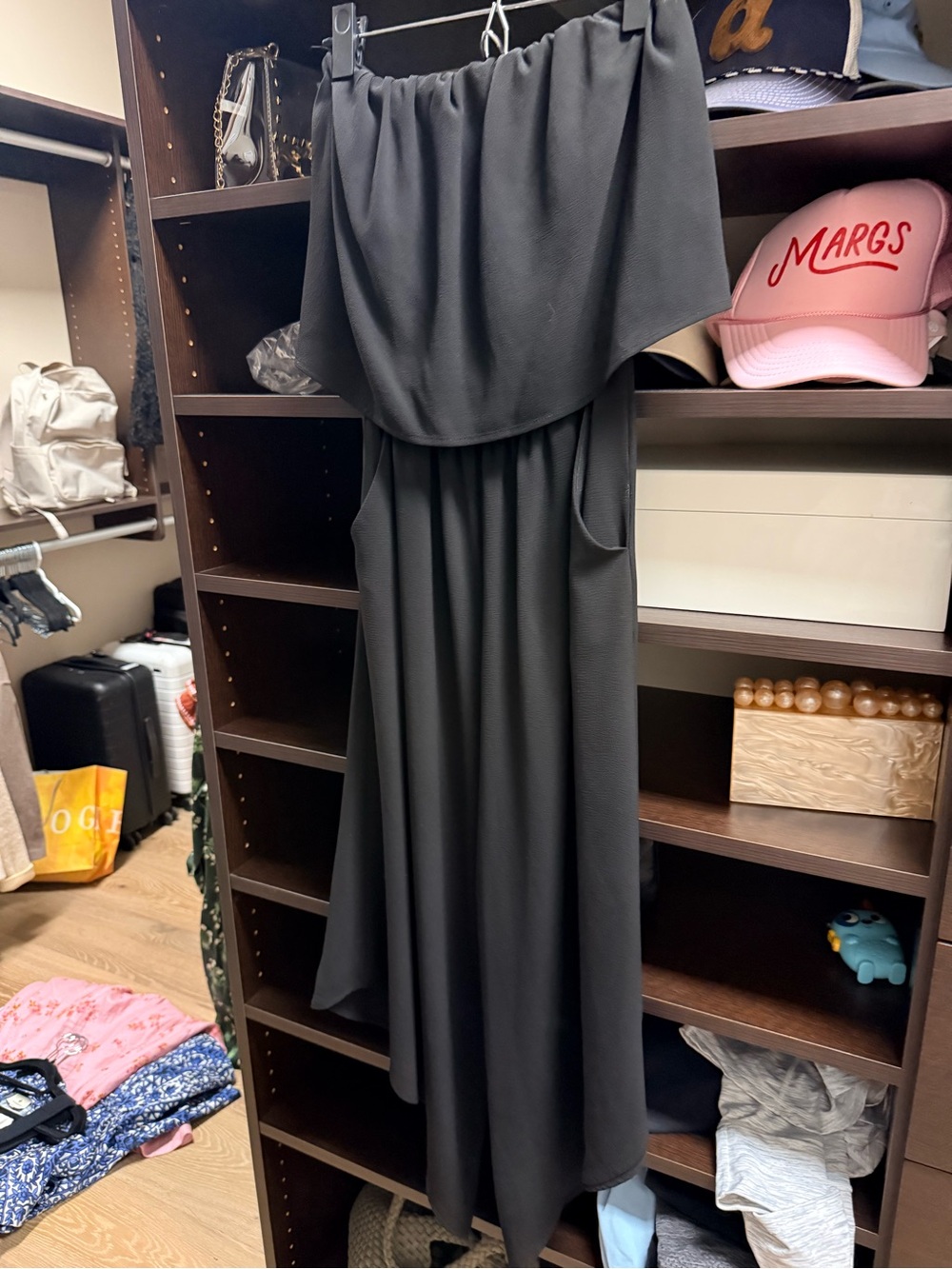 Strapless Black Jumpsuit with Pockets